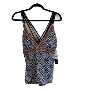 NWT La Blanca Swimsuit Top Padded Geometric Sz 14